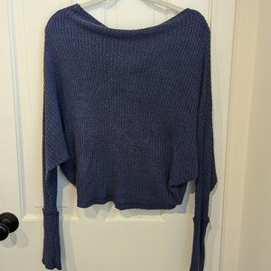 Free People Waffle Knit Off the Shoulder Top in Mediterranean